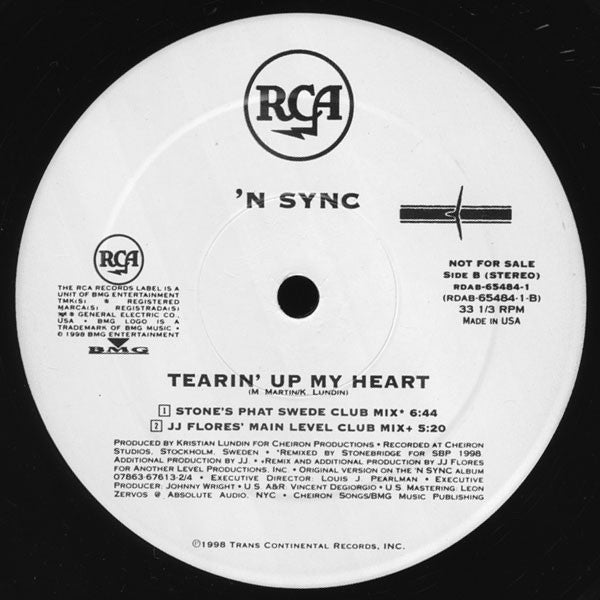 'N Sync* : Tearin' Up My Heart (12", Promo)