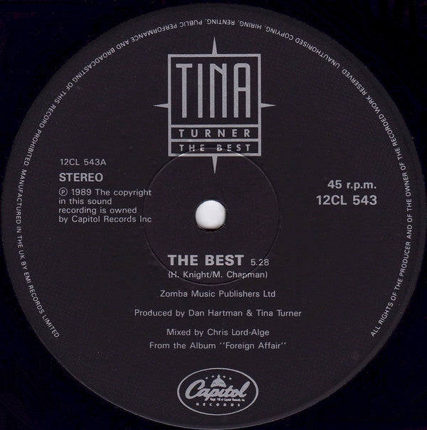 Tina Turner : The Best (12", Single)
