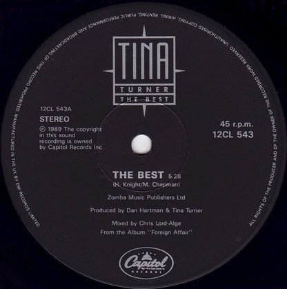 Tina Turner : The Best (12", Single)