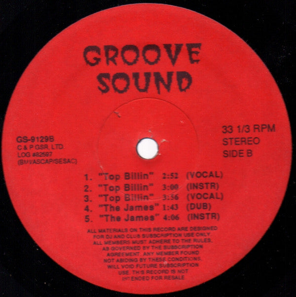 Various : Top Billin / Do The James / Rock The Bells / I Need A Beat / La-Di-Da-Di (12", Unofficial,  Re)