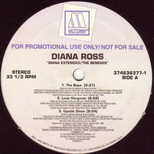 Diana Ross : Diana Extended / The Remixes (LP, Comp, Promo)
