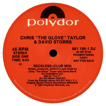 Chris "The Glove" Taylor & David Storrs : Reckless / Tibetan Jam (12", Promo)