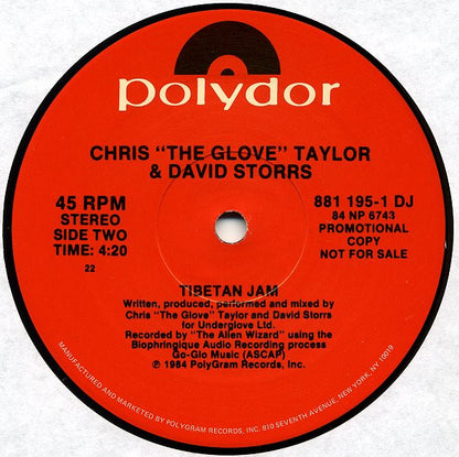 Chris "The Glove" Taylor & David Storrs : Reckless / Tibetan Jam (12", Promo)