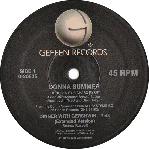 Donna Summer : Dinner With Gershwin (12", Maxi)