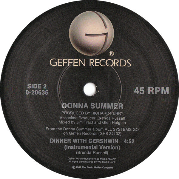 Donna Summer : Dinner With Gershwin (12", Maxi)