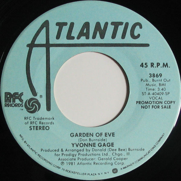 Yvonne Gage : Garden Of Eve (7", Promo, SP)