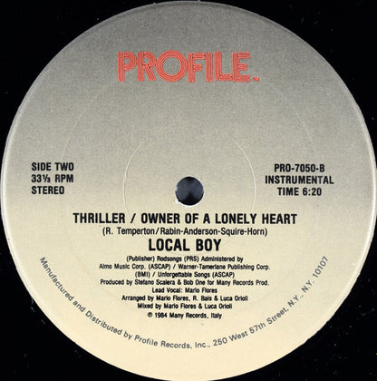 Local Boy : Thriller / Owner Of A Lonely Heart (12", Single)