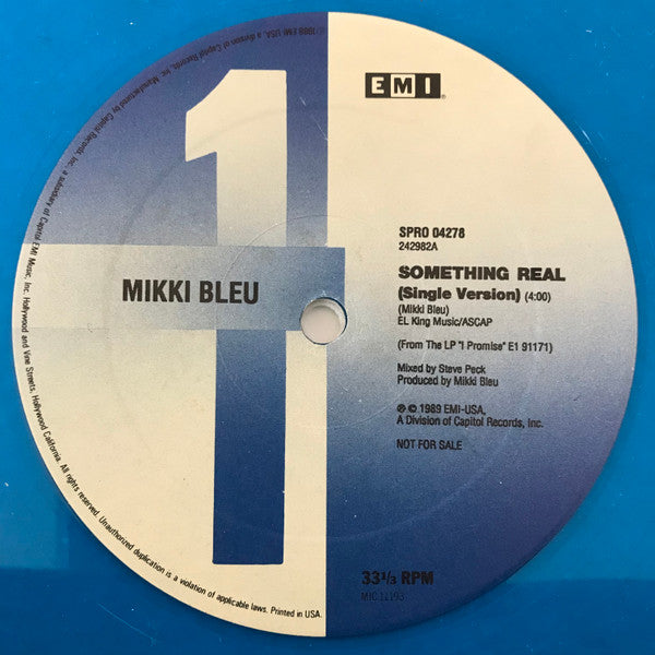 Mikki Bleu : Something Real (12", Promo, Blu)
