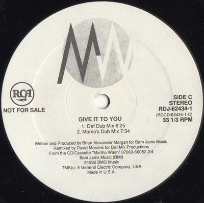 Martha Wash : Give It To You (2x12", Promo)