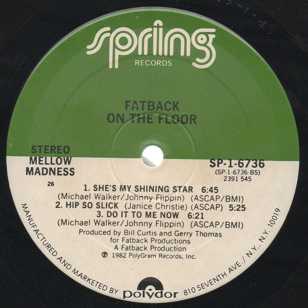 Fatback* : On The Floor With Fatback (LP, Album, 26 )
