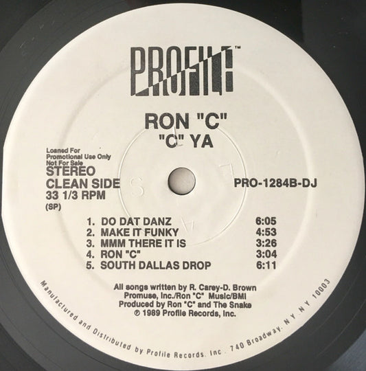 Ron "C"* : "C" Ya (LP, Album, Promo)