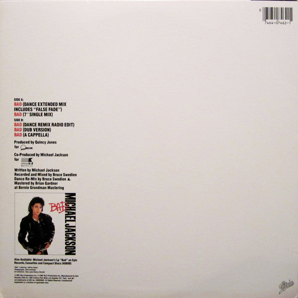 Michael Jackson : Bad (12", Single)