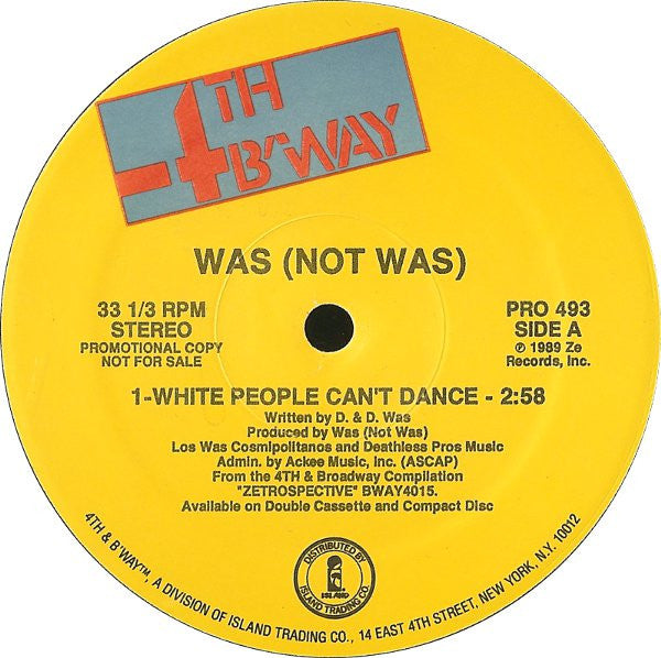 Was (Not Was) : White People Can't Dance (12", Promo)