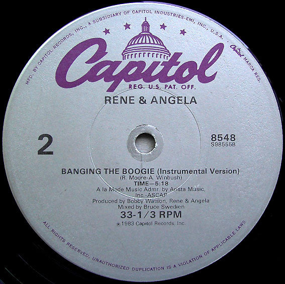 René & Angela : Banging The Boogie (12")