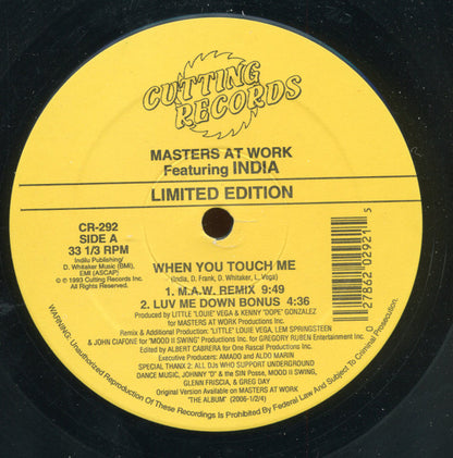 Masters At Work Featuring India : When You Touch Me (Remix) (12", Ltd)