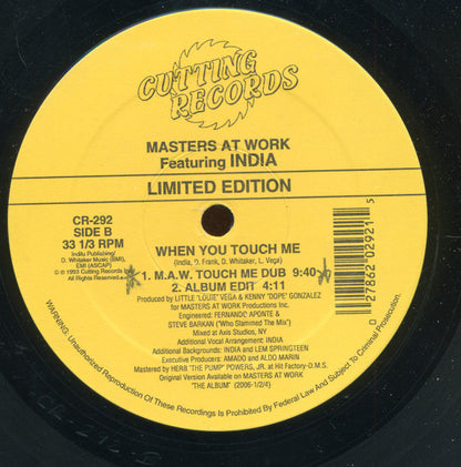 Masters At Work Featuring India : When You Touch Me (Remix) (12", Ltd)