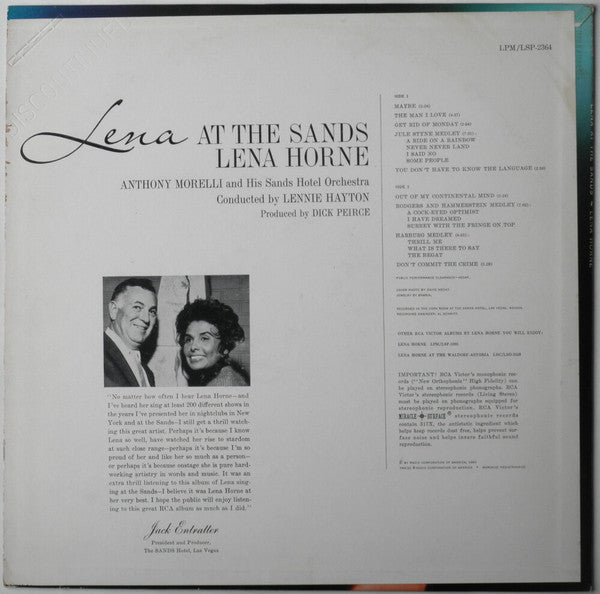 Lena Horne : Lena At The Sands (LP, Album)