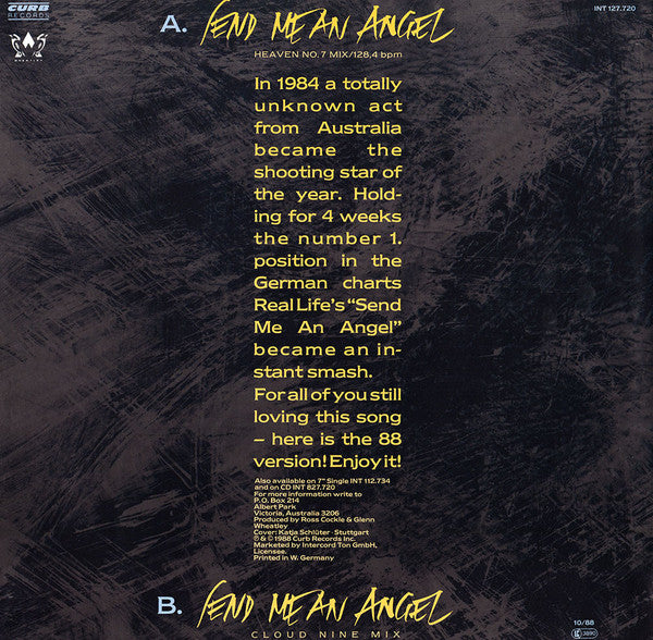 Real Life : Send Me An Angel (88 Version) (12", Maxi, Red)