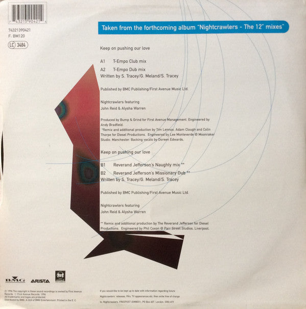 Nightcrawlers Featuring John Reid And Alysha Warren* : Keep On Pushing Our Love (12", Single)