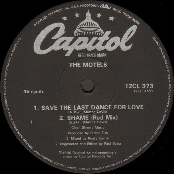 The Motels : Shame (12", Single)