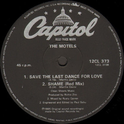 The Motels : Shame (12", Single)
