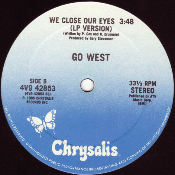 Go West : We Close Our Eyes (Total Overhang Club Mix) (12")
