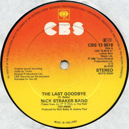 Nick Straker Band : The Last Goodbye / A Little Bit Of Jazz (12", Single)