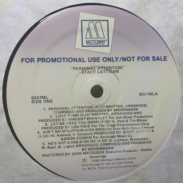 Stacy Lattisaw : Personal Attention (LP, Album, Promo)