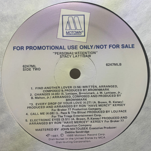 Stacy Lattisaw : Personal Attention (LP, Album, Promo)
