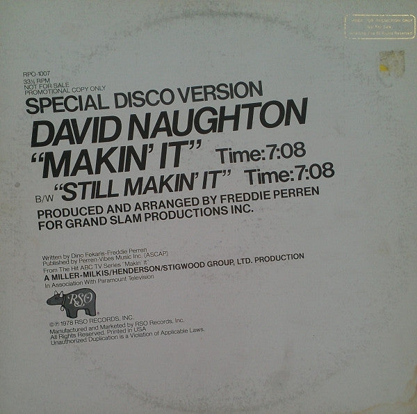 David Naughton : Makin' It (12", Promo)