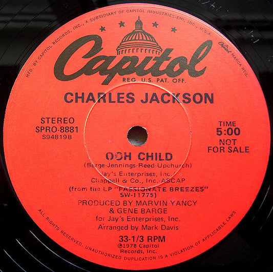 Charles Jackson* / Gary Bartz : Ooh Child / Shake Your Body (It's The Joint) (12", Promo)