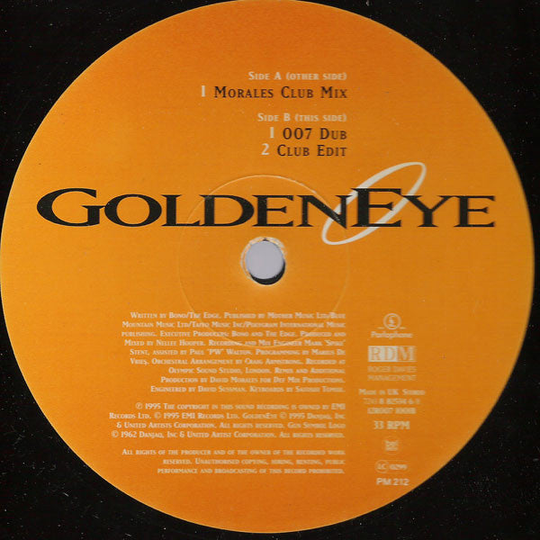 Tina Turner : GoldenEye (Includes Morales Club Mix • 007 Dub • Club Edit) (12", Single)