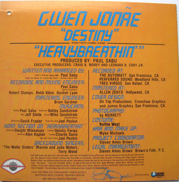 Gwen Jonae : Destiny (12")