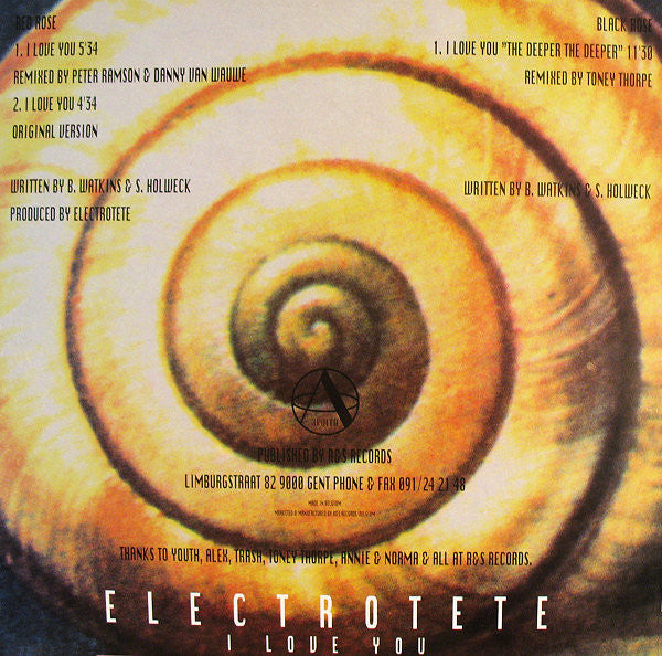 Electrotete : I Love You (Original & Remixes) (12")