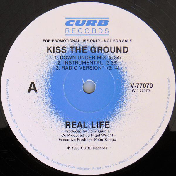 Real Life : Kiss The Ground (12", Single, Promo)