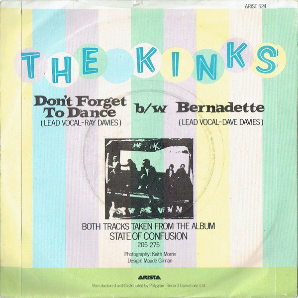 The Kinks : Don't Forget To Dance (7", Single, Blu)