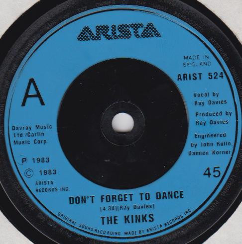 The Kinks : Don't Forget To Dance (7", Single, Blu)