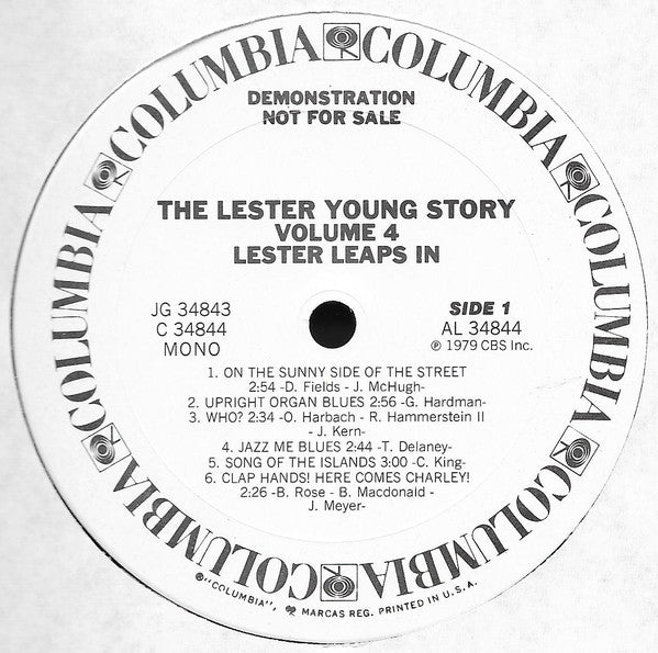 Lester Young : The Lester Young Story Vol.4 "Lester Leaps In" (2xLP, Comp, Mono, Promo)
