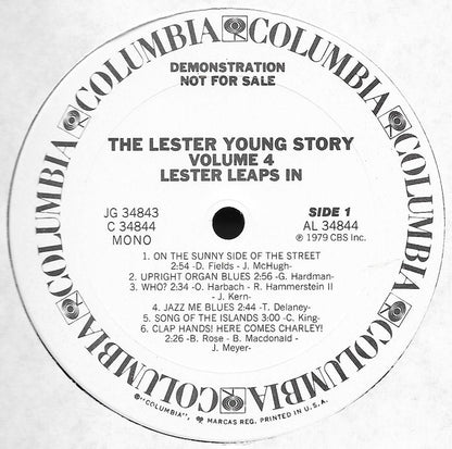 Lester Young : The Lester Young Story Vol.4 "Lester Leaps In" (2xLP, Comp, Mono, Promo)