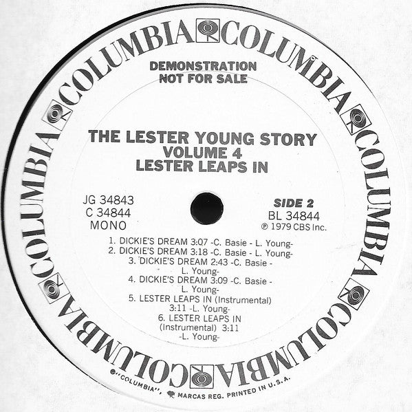 Lester Young : The Lester Young Story Vol.4 "Lester Leaps In" (2xLP, Comp, Mono, Promo)