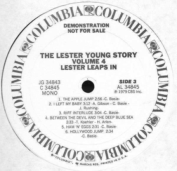 Lester Young : The Lester Young Story Vol.4 "Lester Leaps In" (2xLP, Comp, Mono, Promo)