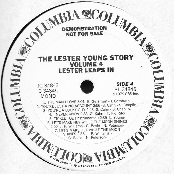 Lester Young : The Lester Young Story Vol.4 "Lester Leaps In" (2xLP, Comp, Mono, Promo)