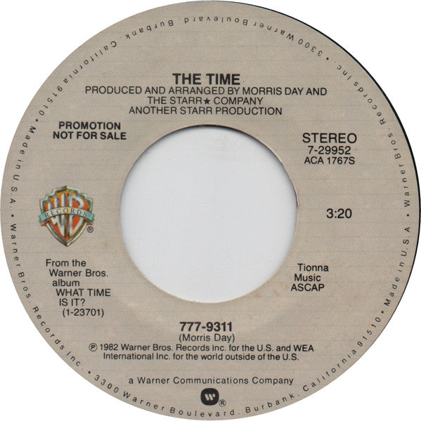 The Time : 777-9311 (7", Single, Mono, Promo)