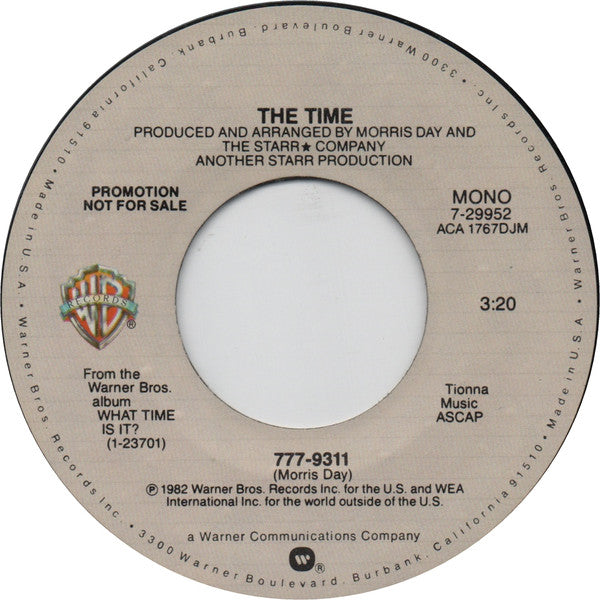 The Time : 777-9311 (7", Single, Mono, Promo)