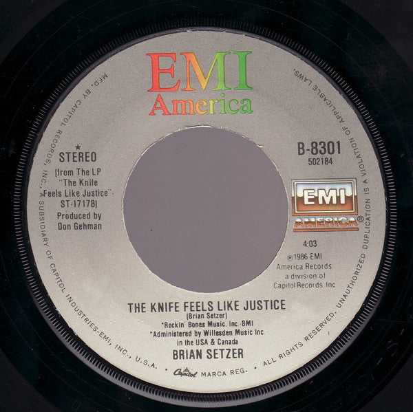 Brian Setzer : The Knife Feels Like Justice (7", Single)