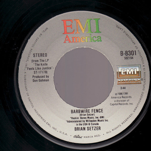 Brian Setzer : The Knife Feels Like Justice (7", Single)