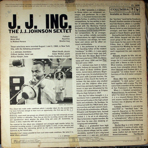 The J.J. Johnson Sextet : J.J. Inc. (LP, Album, Mono)