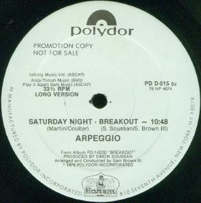 Arpeggio (2) : Saturday Night - Breakout (12", Promo)