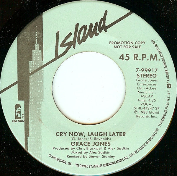 Grace Jones : Cry Now, Laugh Later (7", Promo)