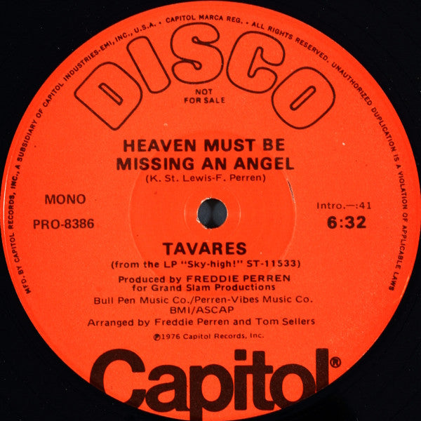 Tavares : Heaven Must Be Missing An Angel (12", Mono, Promo)